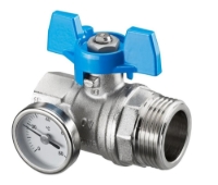 Show details for OVENTROP Kugelhahn blauer Griff mit Thermometer, flachdichtend, DN 25, Art.Nr. : 1406584 Picture of OVENTROP Kugelhahn blauer Griff mit Thermometer, flachdichtend, DN 25, Art.Nr. : 1406584