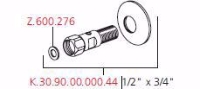 Show details for KWC Wandanschluss absperrbar 1/2"x3/4", L40mm, Art.Nr. : K.30.90.00.000.44 Picture of KWC Wandanschluss absperrbar 1/2"x3/4", L40mm, Art.Nr. : K.30.90.00.000.44