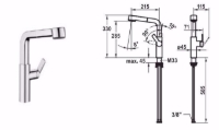 Show details for KWC DOMO , 6.0 Küche chromeline A 225 Hebelmischer Auszugbrause SprayClean - aktive Kalkbeseitigung, chromeline, seitenbedient,flex-PEX 3/8", Art.Nr. : 10.661.003.000FL Picture of KWC DOMO , 6.0 Küche chromeline A 225 Hebelmischer Auszugbrause SprayClean - aktive Kalkbeseitigung, chromeline, seitenbedient,flex-PEX 3/8", Art.Nr. : 10.661.003.000FL