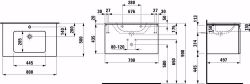 Picture of Laufen Pro S - Komplettset 800 mm, Waschtisch 'slim' mit Waschtischunterbau 'Pro' mit Schublade und Innenschublade, inkl. Schubladen-Ordnungssystem, 800 x 500 x 440, 475, weiss hochglanz, 1 Hahnloch, Art.Nr. : H8609644751041