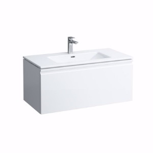 Picture of Laufen Pro S - Komplettset 1000 mm, Waschtisch 'slim' mit Waschtischunterbau 'Pro' mit Schublade und Innenschublade, inkl. Schubladen-Ordnungssystem, 1000 x 500 x 440, 475, weiss hochglanz, 1 Hahnloch, Art.Nr. : H8609664751041