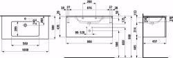 Picture of Laufen Pro S - Komplettset 1000 mm, Waschtisch 'slim' mit Waschtischunterbau 'Pro' mit Schublade und Innenschublade, inkl. Schubladen-Ordnungssystem, 1000 x 500 x 440, 475, weiss hochglanz, 1 Hahnloch, Art.Nr. : H8609664751041