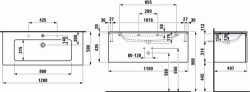 Picture of Laufen Pro S - Komplettset 1200 mm, Waschtisch 'slim' mit Waschtischunterbau 'Pro' mit Schublade und Innenschublade, inkl. Schubladen-Ordnungssystem, 1200 x 500 x 460, 480, graphit, 1 Hahnloch, Art.Nr. : H8609684801041