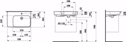 Picture of Laufen MODERNA R - Waschtisch unterbaufähig, Abstellfläche links, 000 weiss, 1 Hahnloch, 700 x 465 x 165, Art.Nr. : H8175410001041