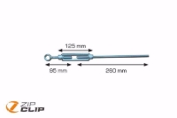 Show details for Zip-Clip M10 TURNBUCKLE MIT M10 GEWINDE UND GESCHLOSSENEM AUGENLAGER - 100/125/260MM , Art.Nr. : ZIP-TB20 Picture of Zip-Clip M10 TURNBUCKLE MIT M10 GEWINDE UND GESCHLOSSENEM AUGENLAGER - 100/125/260MM , Art.Nr. : ZIP-TB20