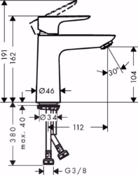 Picture of Hansgrohe Talis E Einhebel-Waschtischmischer 110 CoolStart ohne Ablaufgarnitur, Mattschwarz , Art.Nr. : 71714670