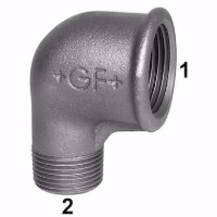 Show details for +GF+ 92 Winkel 90°, Aussengewinde reduziert, ISO/EN A4, Dim. (1-2): 1/2" ‑ 3/8", Art.Nr.: 770092116 Picture of +GF+ 92 Winkel 90°, Aussengewinde reduziert, ISO/EN A4, Dim. (1-2): 1/2" ‑ 3/8", Art.Nr.: 770092116