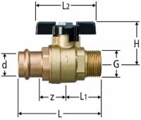 Show products in category Optipress-Kugelhahn  mit Aussengewinde, flachdichtend, mit Flügelgriff Picture for category Optipress-Kugelhahn  mit Aussengewinde, flachdichtend, mit Flügelgriff