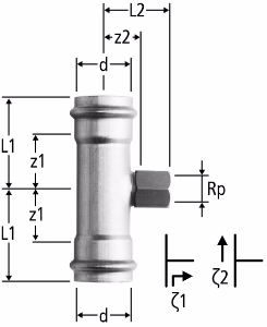 Picture of Nussbaum  80013 Optipress-Aquaplus-T-Stück mit Innengewinde, Grösse: 64 x ¾ x 64, Art.Nr. 80013.70