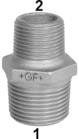 Show details for +GF+ 245 Doppelnippel, reduziert, ISO/EN N8, Dim. (1-2): 3/8" ‑ 1/8, Art.Nr.: 770245116 Picture of +GF+ 245 Doppelnippel, reduziert, ISO/EN N8, Dim. (1-2): 3/8" ‑ 1/8, Art.Nr.: 770245116
