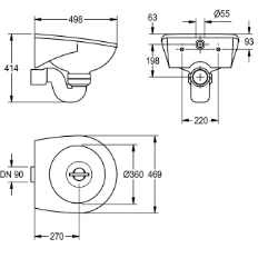 Picture of KWC SIRIUS SIRW511 Fäkalausguss Becken: Tiefe:360 mm, Becken: Breite:360 mm, Rost:optional, Art.Nr. : 2000101200