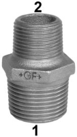 Show details for +GF+ 245 Doppelnippel, reduziert, ISO/EN N8, Dim. (1-2): 1/2" ‑ 3/8", Art.Nr.: 771245219 Picture of +GF+ 245 Doppelnippel, reduziert, ISO/EN N8, Dim. (1-2): 1/2" ‑ 3/8", Art.Nr.: 771245219