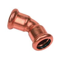 Show details for +GF+ PRESS-FIT Wasser Bogen 45° Kupfer, d mm: 35, Art.Nr.: 767604108 Picture of +GF+ PRESS-FIT Wasser Bogen 45° Kupfer, d mm: 35, Art.Nr.: 767604108