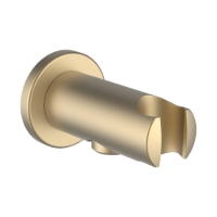 Show details for LAUFEN - SANITARY ACCESSORIES - Twin, Anschlussbogen mit Handbrausenhalter, Ausladung 77 mm, runde Rosette, PVD blassgold matt, Art.Nr. :HF504778462000 Picture of LAUFEN - SANITARY ACCESSORIES - Twin, Anschlussbogen mit Handbrausenhalter, Ausladung 77 mm, runde Rosette, PVD blassgold matt, Art.Nr. :HF504778462000