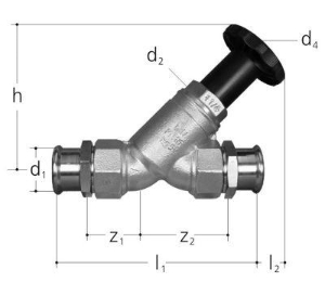 Picture of JRG LegioStop Schrägsitzventil Mapress Rotguss, d 15, DN 12, Art.Nr. :5208.015
