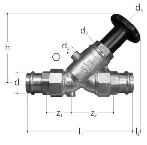 Picture of JRG LegioStop Schrägsitzventil Optipress / Sanpress Rotguss, d 15, DN 12, Art.Nr. :5227.015