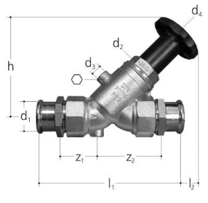 Picture of JRG LegioStop Schrägsitzventil Mapress Rotguss, d 28, DN 25, Art.Nr. :5228.028