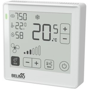 Picture of Belimo Raumsensor / Raumbediengerät CO₂ / Feuchte / Temperatur aktiv, NFC, 0...5 V, 0...10 V, 2...10 V, 4...20 mA, MP-Bus, ePaper-Touch-Display und LED, PC, weiss, RAL 9003, Art.Nr. :P-22RTM-1800D-1