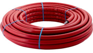 Picture of Geberit FlowFit/PushFit Metallverbundrohr, rund vorgedämmt rot, Rollenware: d=25mm, Dämmung=6mm, L=25m, Art.Nr. :619.112.00.2