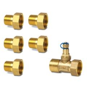 Picture of Siemens - 6-Weg PICV Messingverschraubungen, DN15, 5x G  3/4"/R  1/2", 1x G  3/4"/G  1/2", 6er-Set, inkl. Dichtungen, Art.Nr. :ALN14.155B-ALP55
