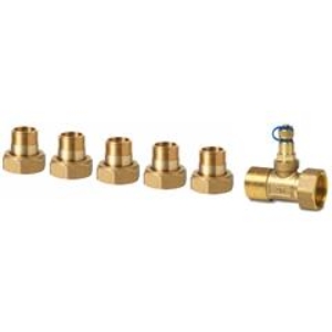 Picture of Siemens - 6-Weg PICV Messingverschraubungen, DN20, 5x G 1"/R  3/4", 1x G 1"/G  3/4", 6er-Set, inkl. Dichtungen, Art.Nr. :ALN15.205B/1-ALP57