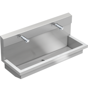 Bild von KWC PLANOX - PL12USV, Waschplatzeinheit mit Selbstschluss-Wandventilen, Gesamttiefe:450 mm, Gesamthöhe:530 mm, Material:Edelstahl, Materialtyp:1.4301 Chromnickelstahl V2A, Art.Nr. : 3600004024
